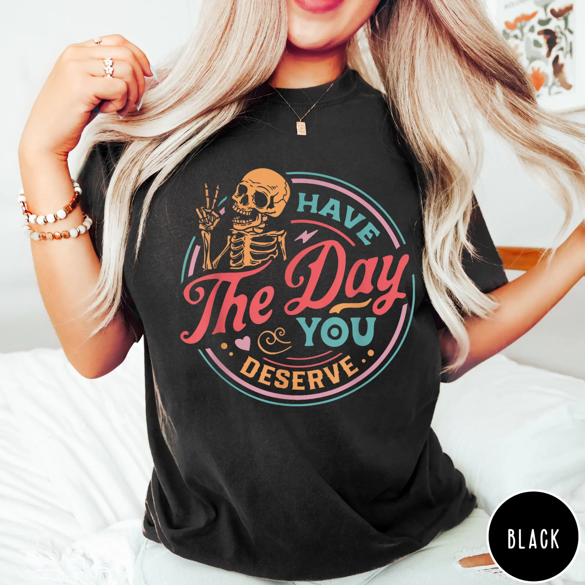 Dames T-shirt met grote maten Letter Skull Print Katoen Ademend Modieus en veelzijdig Unisex Street chic Oversized