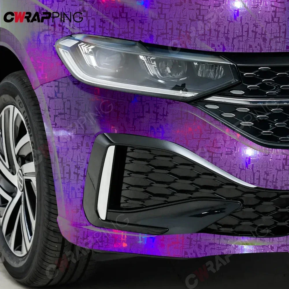 Car Exterior Decorative Gloss Purple Aircraft Pattern Film Carbon Fiber Waterproof Vinyl Stickers Creative Styling Accessories