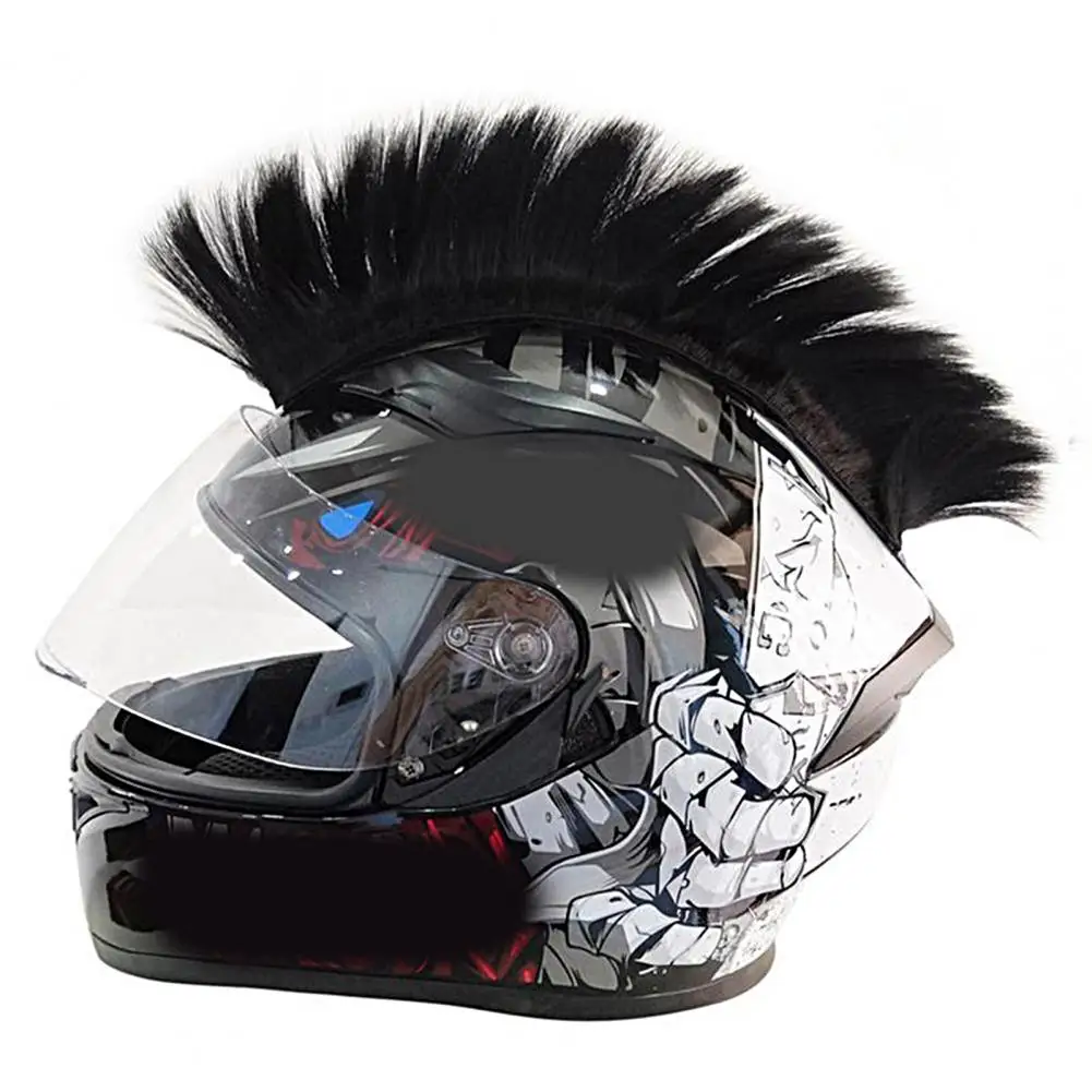 Helmet Wig Vibrant Color Helmet Decor Wig Detachable High Temperature Silk Bright Color Helmet Mohawk Cycling Riding Supplies