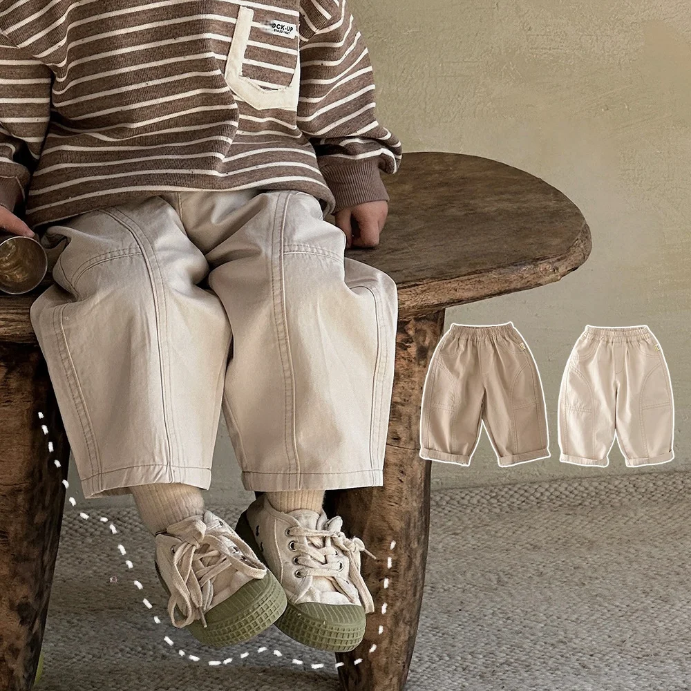 2026 Spring New Kids Pants Korean Style Boys Harem Pants Fashion Cotton Loose Girls Trousers