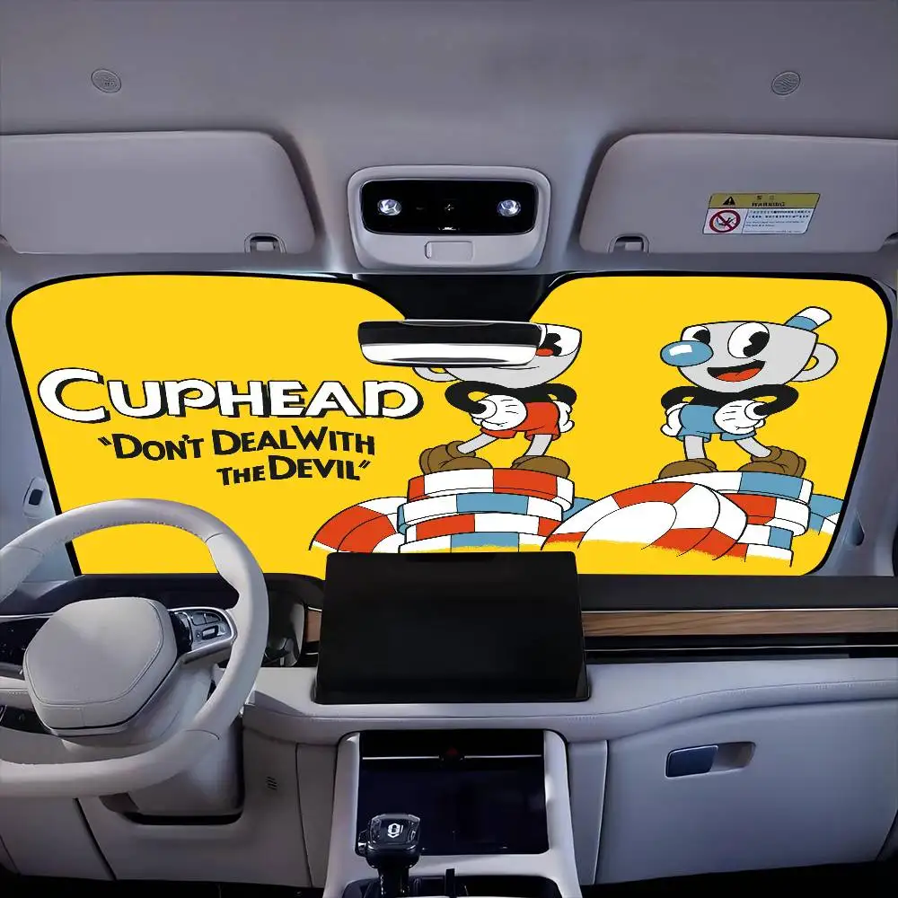 

Game Cuphead Car SunShade Windshield Sun Shade Personalized Picture Block UV Rays Visor Protector