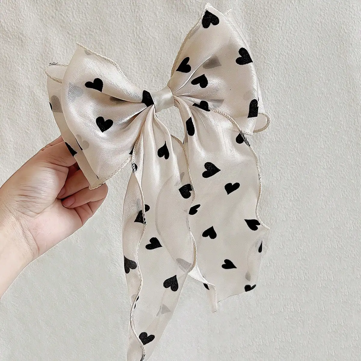 1 Stuks Zwarte Stip Organza Strik Haar Clip Vrouwen Pluizige Lint Hairgrip Franse Hoofdtooi Zoete Leuke Haaraccessoires Haarspelden