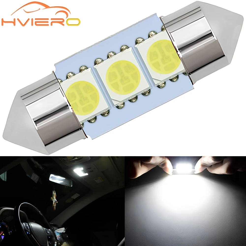 

1PCS Car Led C5W 3Smd 5050 31mm 36mm 39mm License Plate Trunk Lamps Festoon Interior Domes Door Reading Lights Turn Signal Bulbs