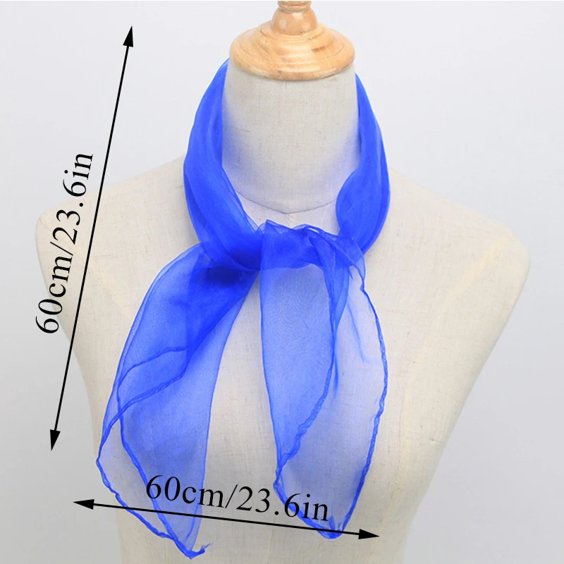 Candy Color Square Scarf Women Summer Chiffon Transparent Neckerchief Head Neck Shawls Children Dancing Small Organza Scarves