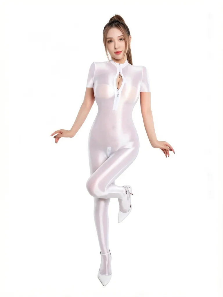 

Женский комбинезон с коротким рукавом, глянцевый, блестящий, на молнии, с открытой промежностью, облегающий, сексуальный, для вечеринок, клубов, ночных мероприятий, утягивающий фигуру