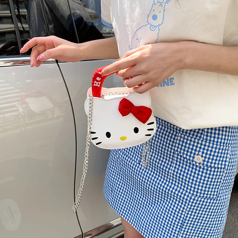 

2025 New Model Sanrio Kt Messenger Bag Mini Handbag Female Hello Kitty Daily Commute Cute Kawaii Lipstick Bag Gift