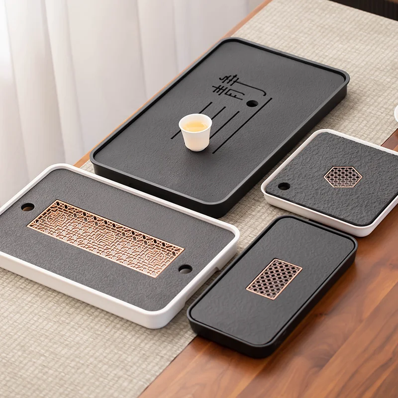 

1000-15000 мл поднос для хранения чая/магнитная панель с золотым камнем для дома/прямоугольный поднос для чайного сервиза кунг-фу с дренажными трубками/чайная доска