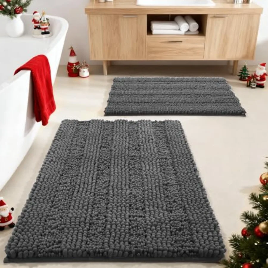 

Yimobra Набор ковриков для ванной комнаты, 2-х предметный мягкий впитывающий синельный коврик для ванной, нескользящий, можно стирать в машине, быстросохнущие плюшевые коврики для душа для