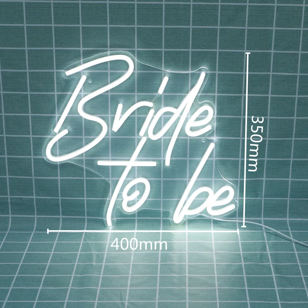 LED Neon Flex Sign 'Bride to Be' - USB Powered Wall Art Wedding Decor Customizable Clear Acrylic Backlit Night Lamp