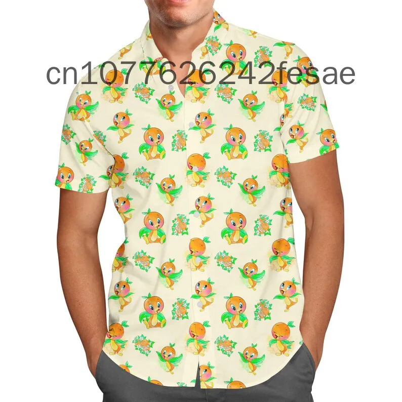 Spike The Bee and Orange Bird Hawaiian shirt Disney Epcot Flower Garden Festiva Short Sleeve Button Up Shirt Fashion Beach Tops