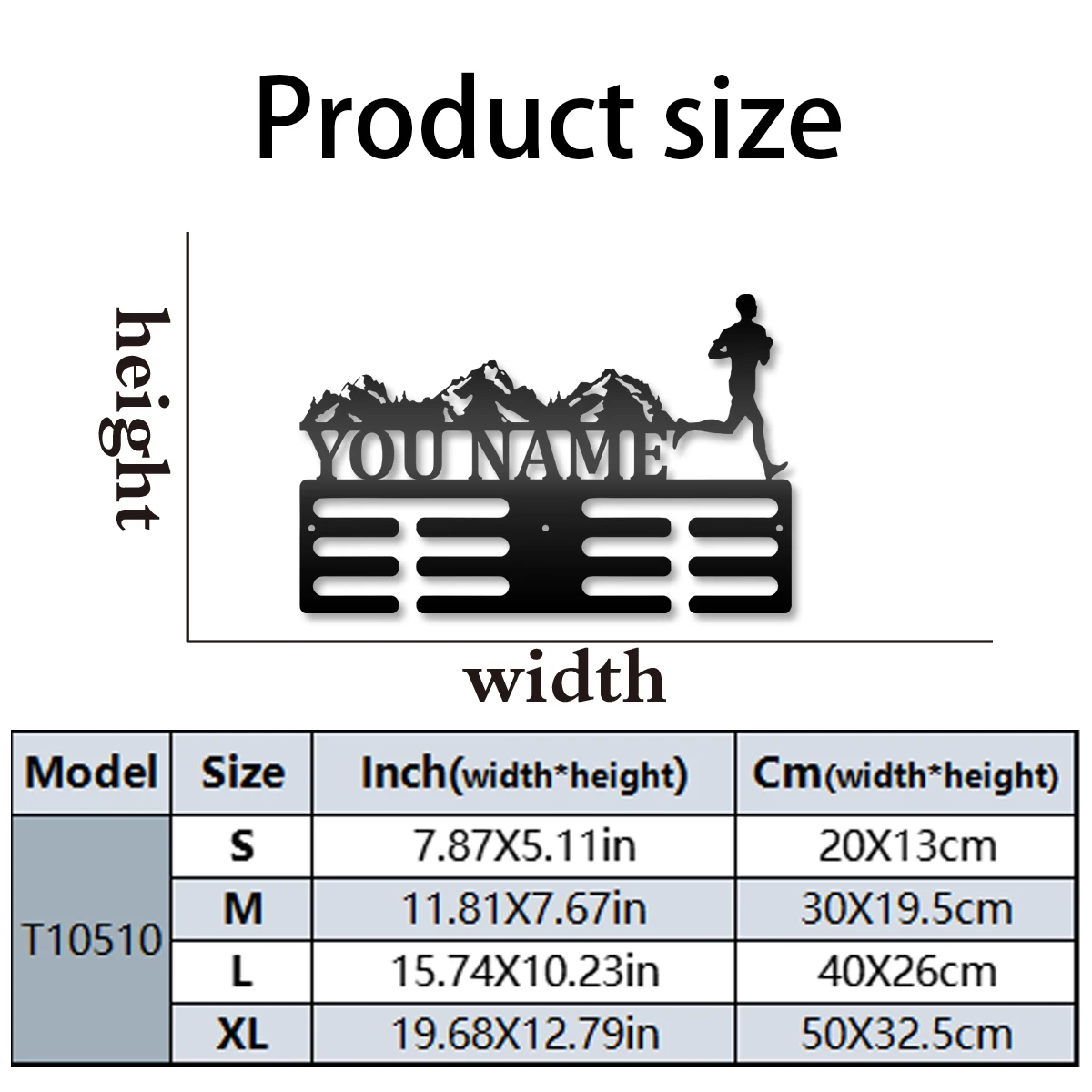 1 pc nice runner exercise Customized Text Metal Key Holder Hooks Tin Art Metal Hanger for gym room