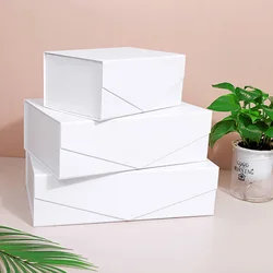 Caja de regalo para boda, cumpleaños, fiesta de navidad, caja de embalaje de producto de concha magnética para negocios, caja de regalo con logotipo personalizado blanco