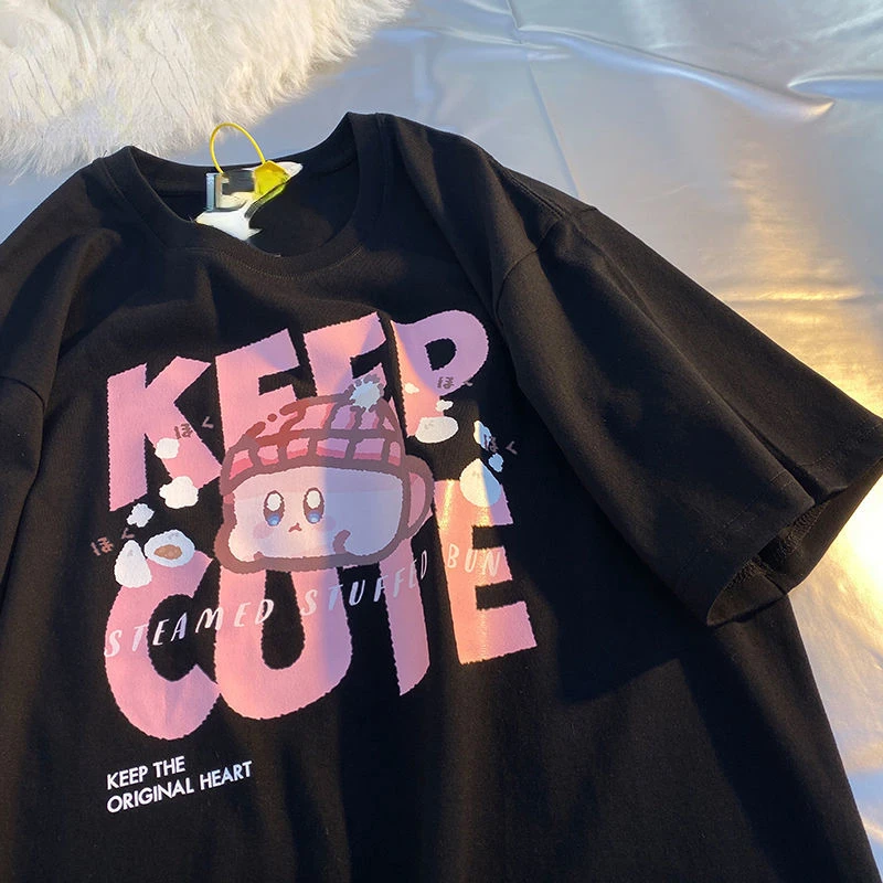 T-shirt da donna moda manica corta da donna di marca allentata a mezza manica Top Ins marea All Match versione coreana magliette grafiche Goth