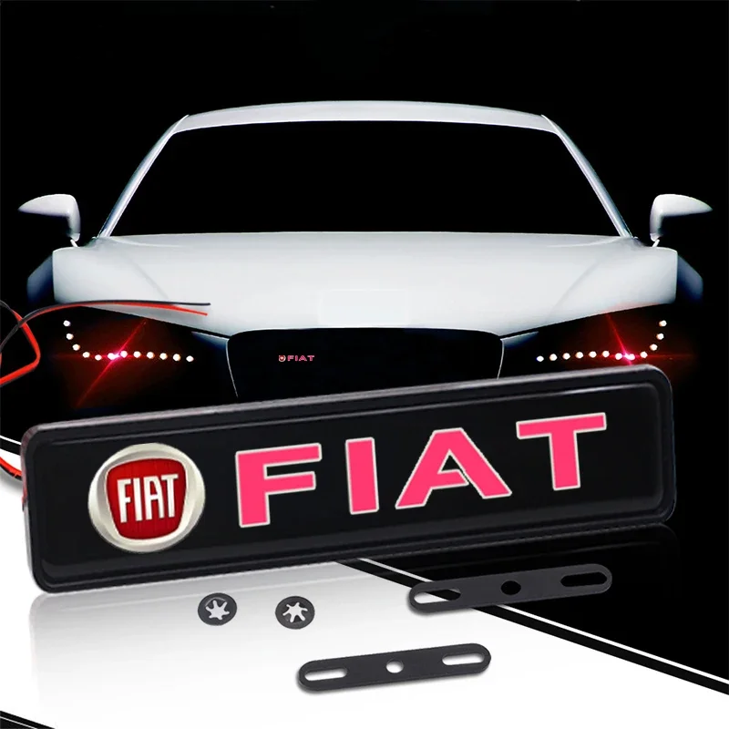 Insignia adhesiva para parrilla delantera de coche, emblema para parrilla de cabeza de coche, emblema de luz LED para Fiat JUNTO abarth 500 stilo ducato palio bravo doblo