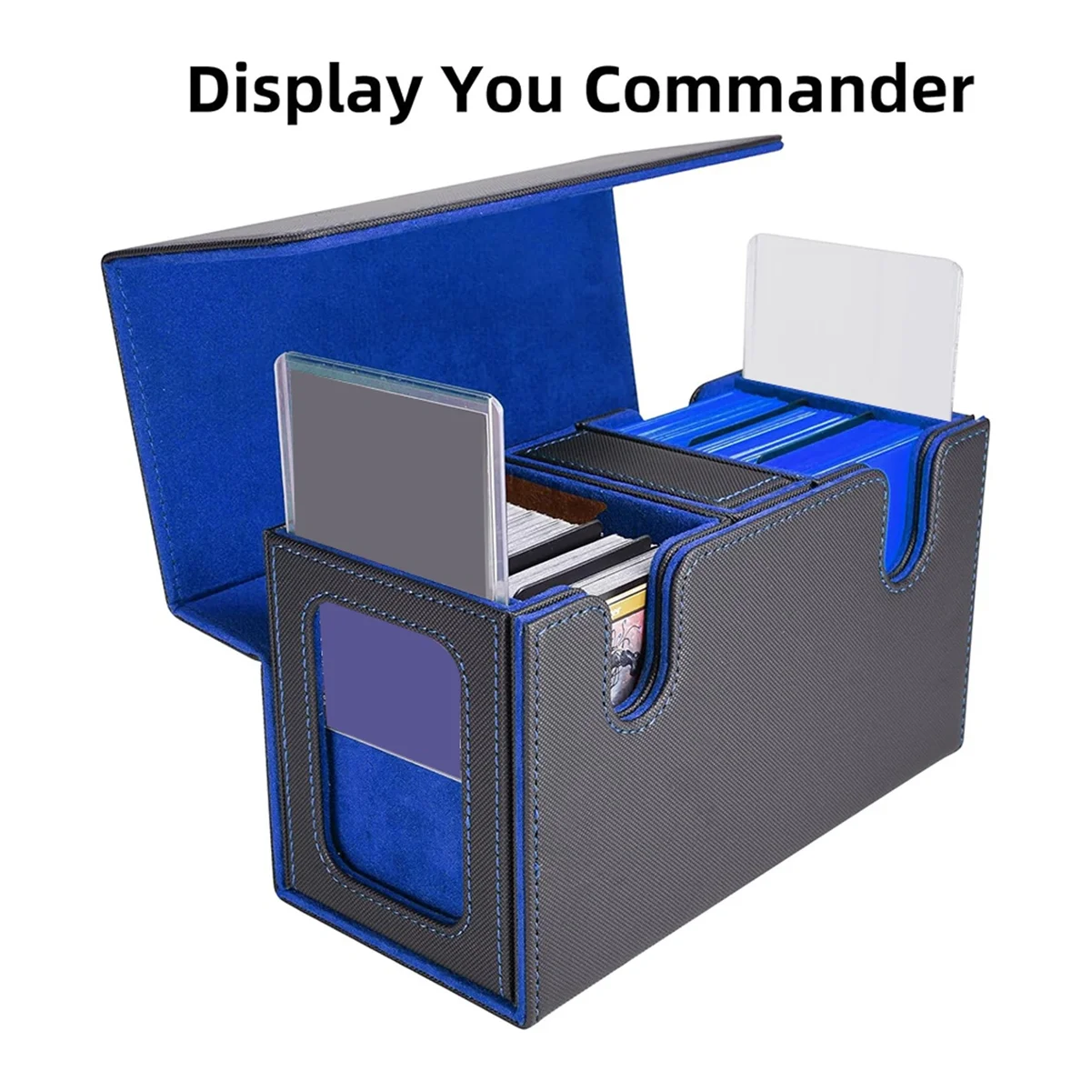 صندوق تخزين بطاقات AT42 لأكثر من 200 بطاقة، حافظة بطاقات 3 في 1، منظم بطاقات مع 4 فواصل باللون الأزرق