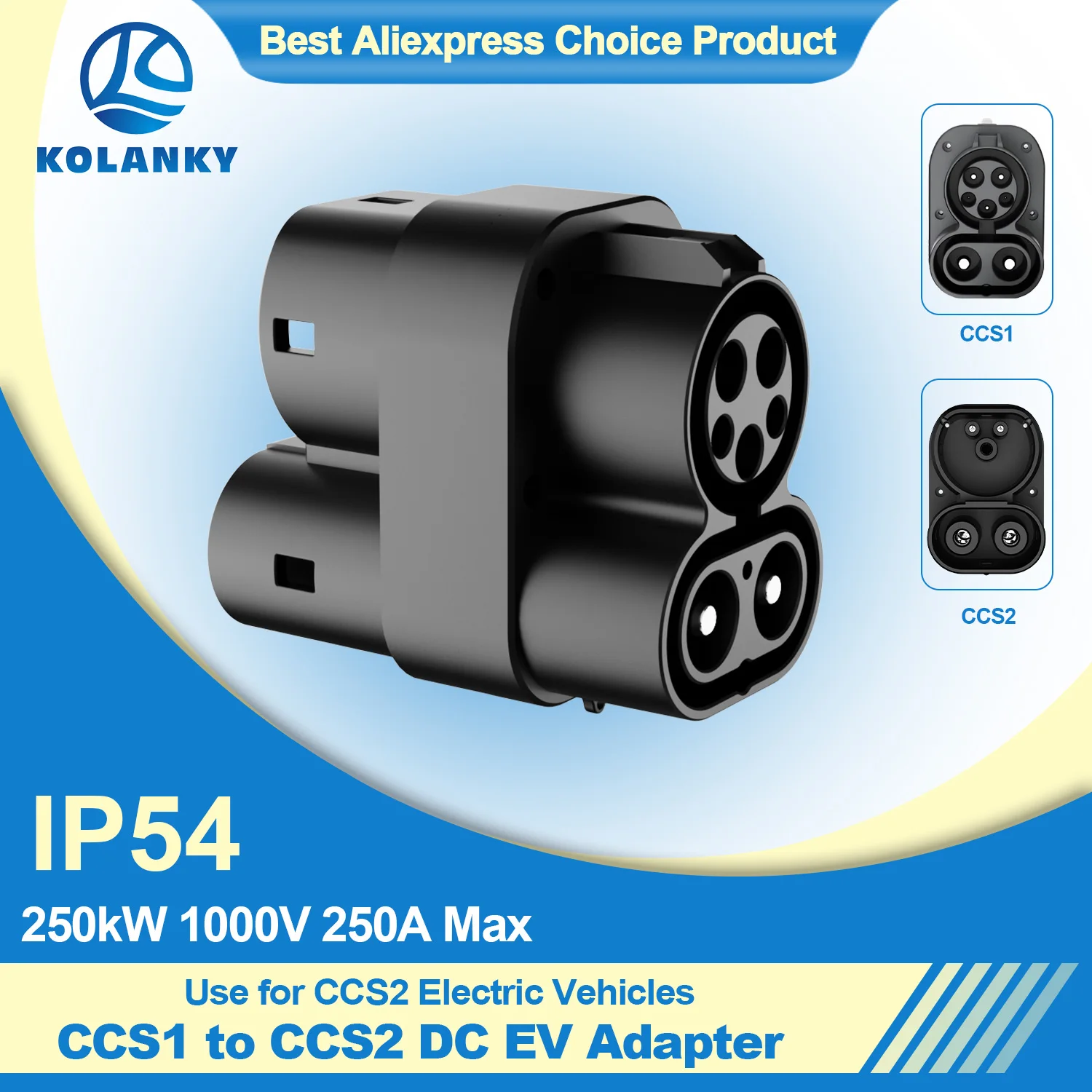 Kolanky 250A CCS1 إلى CCS2 محول مركبة كهربية سيارة CCS1 إلى CCS2 محول تيار مستمر شحن سريع محطة شحن عامة #1