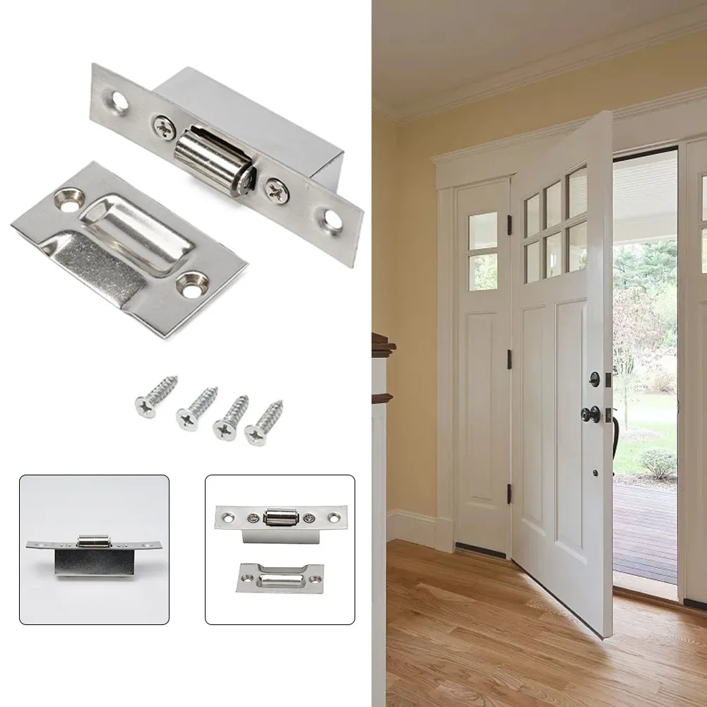 

Stainless Steel Door Latches Cupboard Cabinet Roller Latch Lock Wooden Door Stop For Furniture Hinge Easy To Install 90x19mm