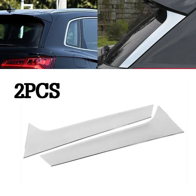 Car Rear Triangle Window Decoration Trim For Audi Q5 2018 2019 Rear Windshield Side Strip Stickers Silver/Carbon Striation - Image 4