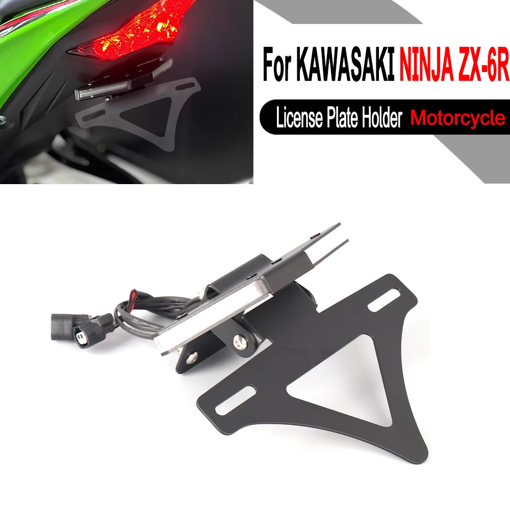 

ZX6R 2024 Hidden License Plate Holder For KAWASAKI Ninja ZX-6R 2025 Motorcycle Tail Tidy Rear Fender Eliminator LED Light