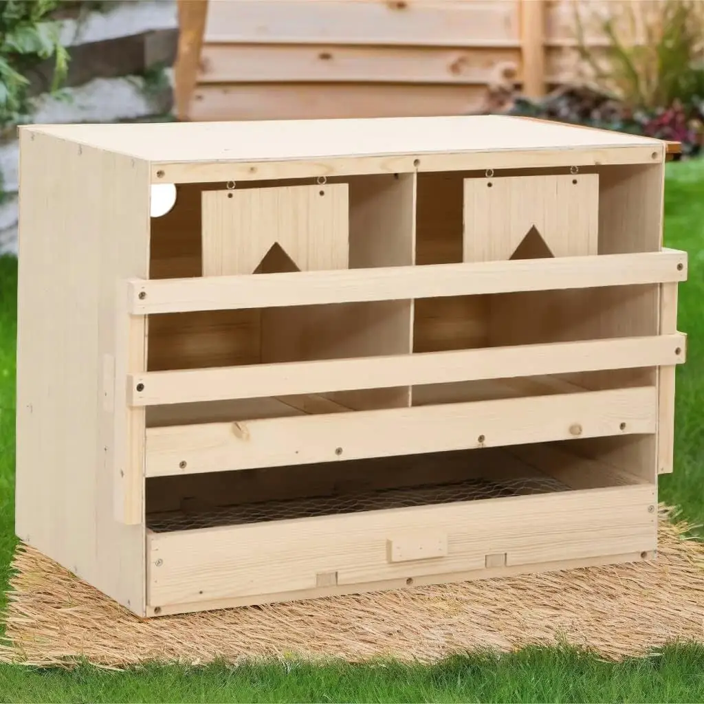 Wooden Chicken Laying Nest with 2 Compartments - 24.8x15.7x17.7 Inch Solid Pine Coop