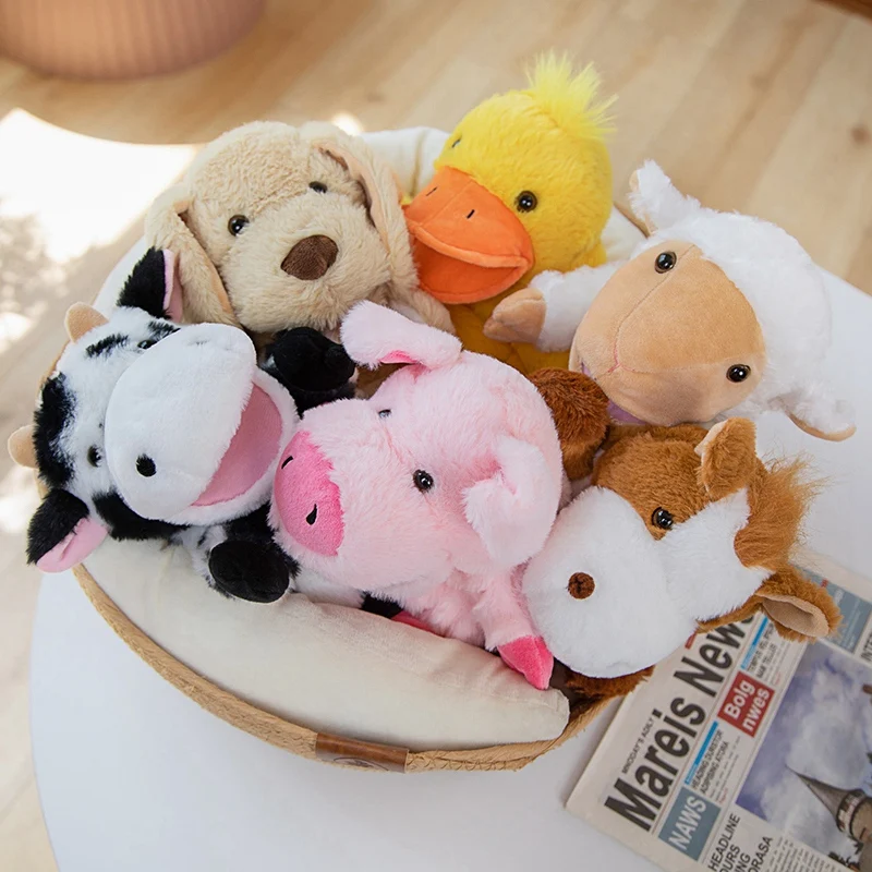 25cm Stuffed Plush Animals Toys Hand Finger Story Puppet Dolls Educational Baby Toys Duck Dog Pig Sheep Horse Children Gift