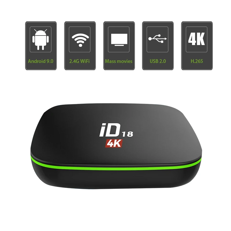 iD18 Allwinner H3 4K Network Media Player Smart Set Top Box 2G+16GB with Wi-Fi HDMI Output Android Tv Box Free Internet Channels