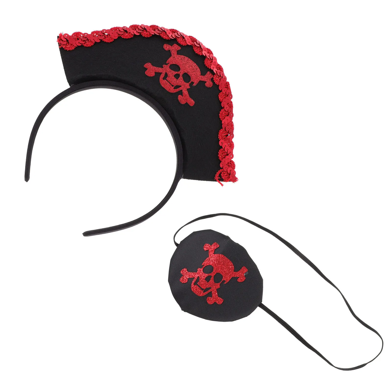 

Halloween Officer Hat with Skull Eye Patch Pirate Costume Accessory for Adults