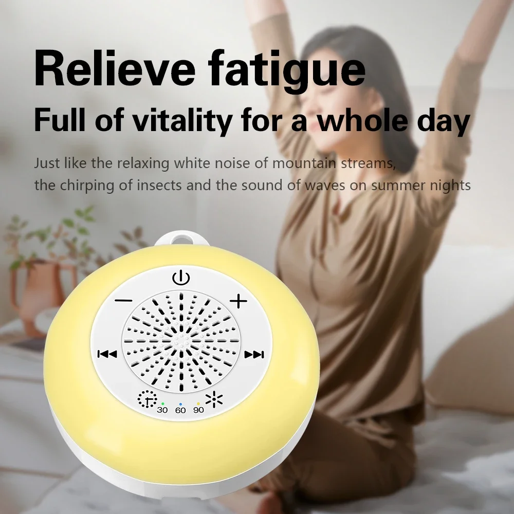 Baby Sleep White Noise Machine USB Rechargeable Timed Shutdown Sleep Machine Baby Sound Player Night Light Timer Noise Player