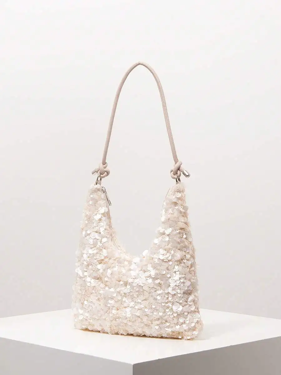 

Sequined Hobo Shoulder Bag For Women, Elegant Evening Party Handbag
