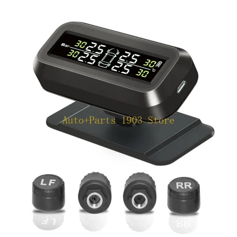 

E21C Automotive TPMS Solar USB Power Tire Pressure Monitor Tire Pressure Monitoring