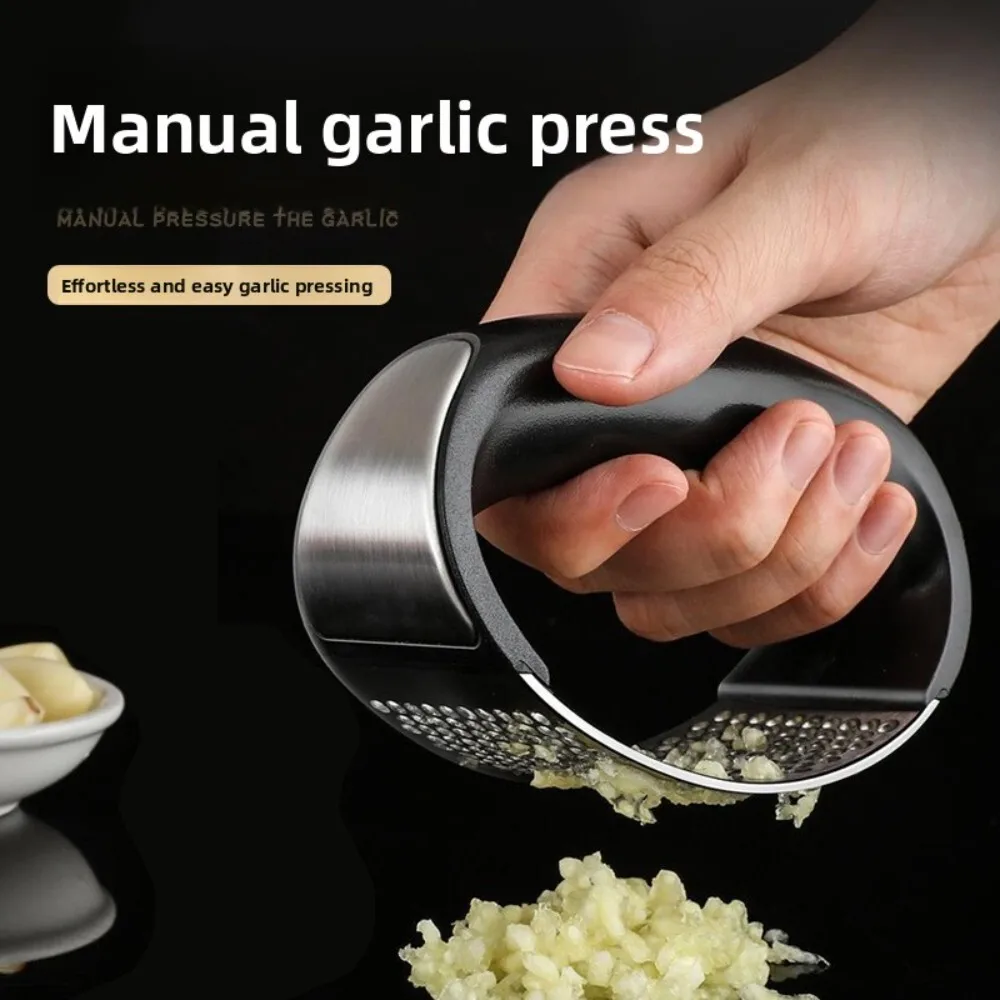 

Stainless Steel Manual Circular Press Mincer for Garlic Herbs Vegetables Mashing Crushing Portable Kitchen Tool Home Cooking Use