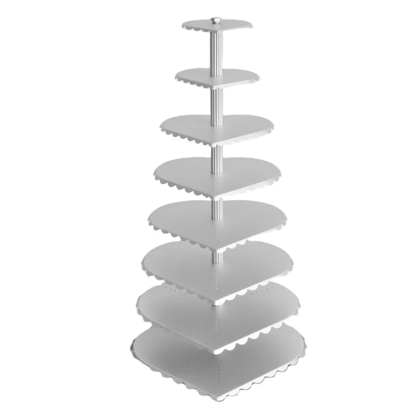 Ckot Aluminum Alloy Single Column Heart-shaped Cake Stand 8Layer Wedding Pastry Stand  6Inch-20Inch 1mmThick