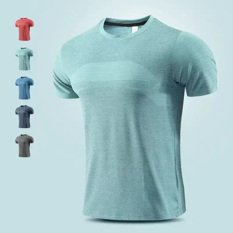 

Lemon Quick Dry Running Compression T-shirt Mens Short Sleeve Sport T Shirt Breathable Fitness Shirt Top Ice Silk Sportswear