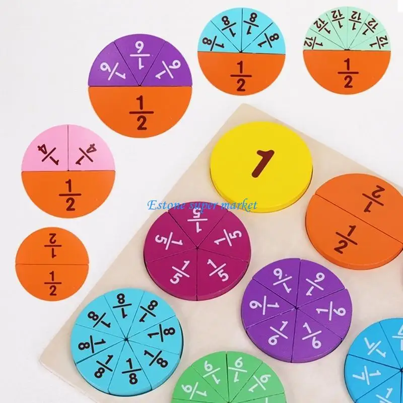 090B Children Math Fraction Circles Mathematic Learning Toy Set Educational Blocks Puzzle Game Teaching Aid for Math
