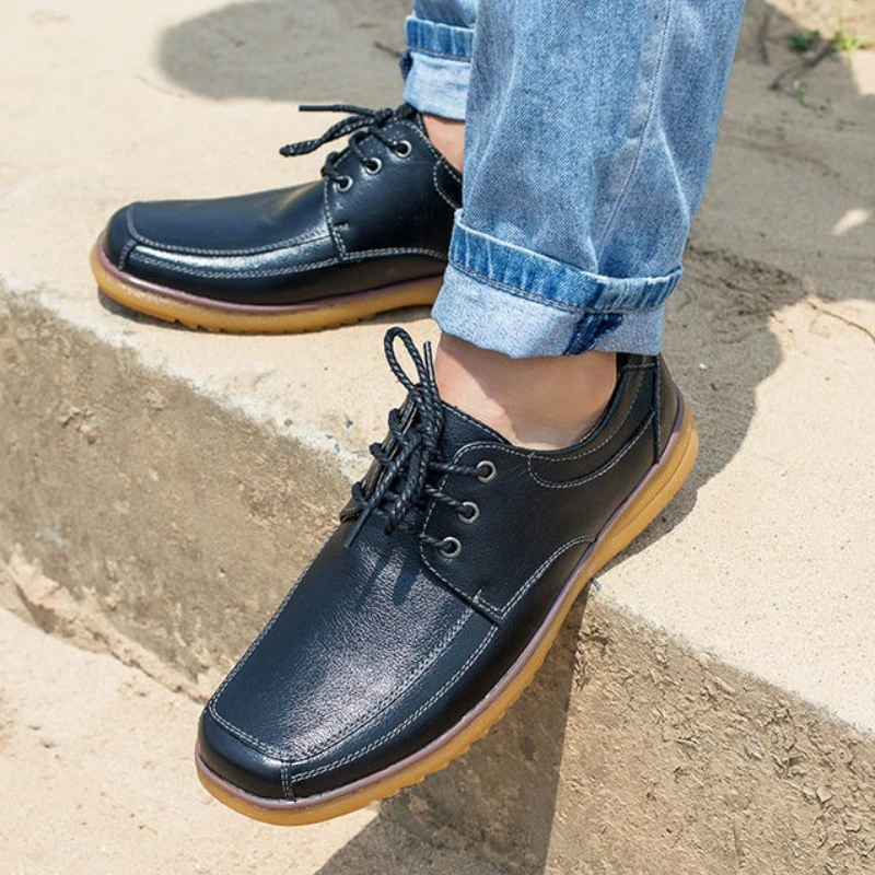 

Cowhide Square Toe Leather Loafers Shoes for Men 2025 Trend Elegant Designer Footwear Offer Adults Fashion Retro Man Casual Shoe