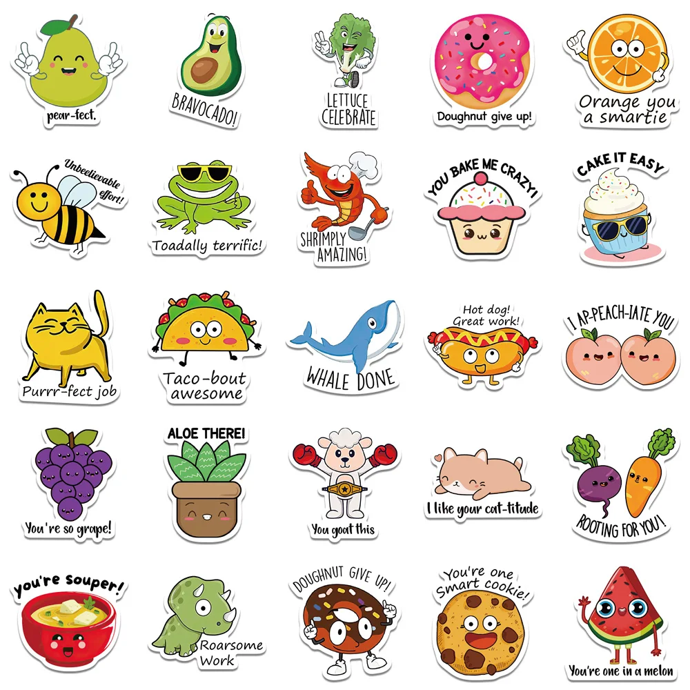 50PCS Reward Stickers Fun Incentive Kids Toy Sticker Cute Pattern Animals Cartoon Decals School Teacher Supplies Child\'s Gift