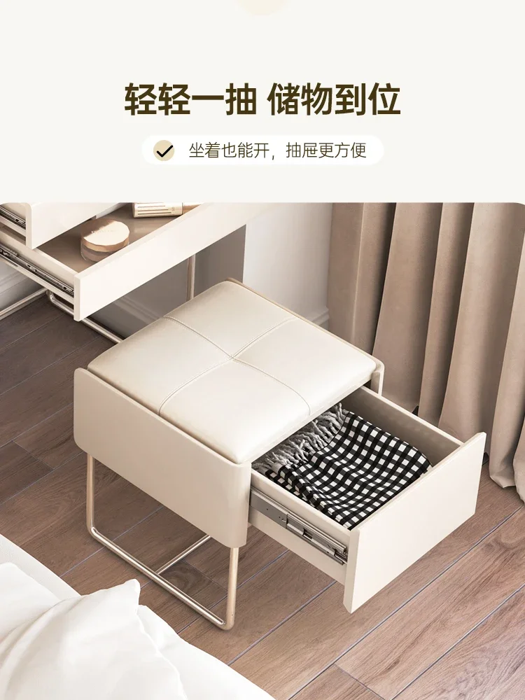 Bedroom luxury Small household solid wood storage dressing stool online celebrity French living room soft replacement shoe stool