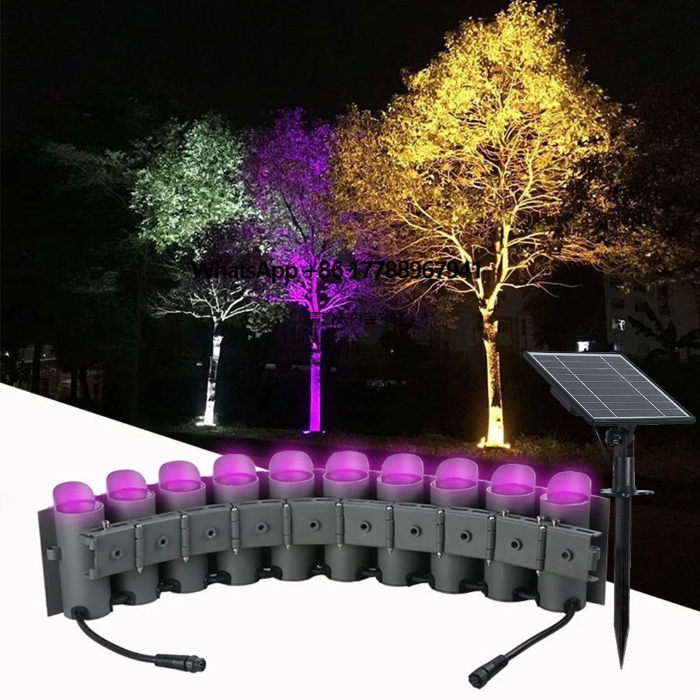 

24W Solar LED Hug Tree Lamp Solar Hold Column Lamp Ring Garden Led Tree Rgb Ip65 Outdoor Palm Purple light Landscape Spotlight
