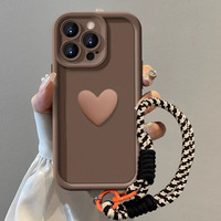 A40M A80 A79 A78 A77 3D Love Heart+Lanyard Phone Case For OPPO A98 A96 A95 A94 5G A93 A92 A91 A76 A74 A73 A72 2020 A77S Cover