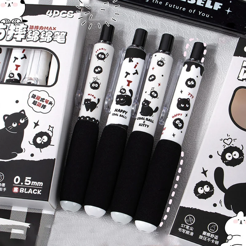 4Pcs Creative Kawaii Gel Pen Cartoon Cute Writing Pen Fashion Writing Smooth Pens Office Supplies Student Stationery Gifts