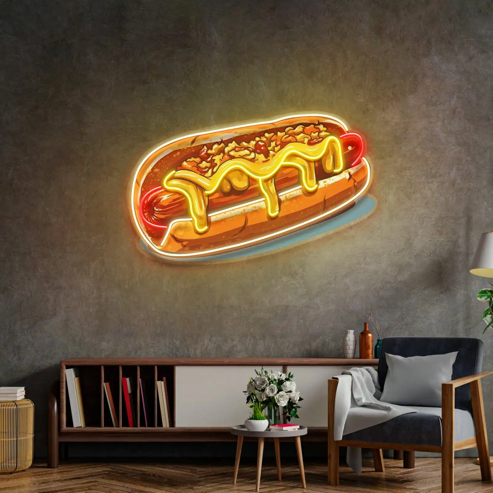 Cheese Dog LED Neon Sign Wall Art Decor Fast Food Neon Restaurant Kitchen Bar Beer Club Wall Hanging Cheese Food Wall Sign