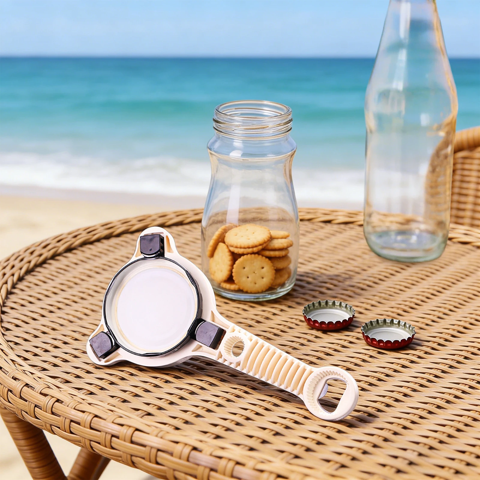 4-in-1 Jar & Bottle Opener for 0.59-3.54 inch Lids, Stainless Steel Multi-Function Lid Opener for Jars Bottles, Kitchen Helper