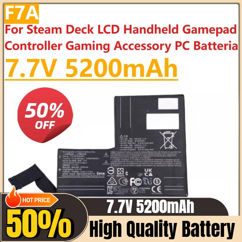 

New F7A Battery 7.7V 5200mAh For Steam Deck LCD Handheld Gamepad Controller Gaming Accessory PC Batteria
