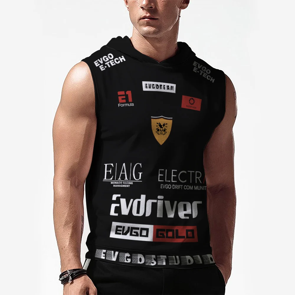 

New Trend Print Hooded Sleeveless Vest T-shirt Comfortable Breathable Sports Personality Slim-fit Hooded Tank Top For Men