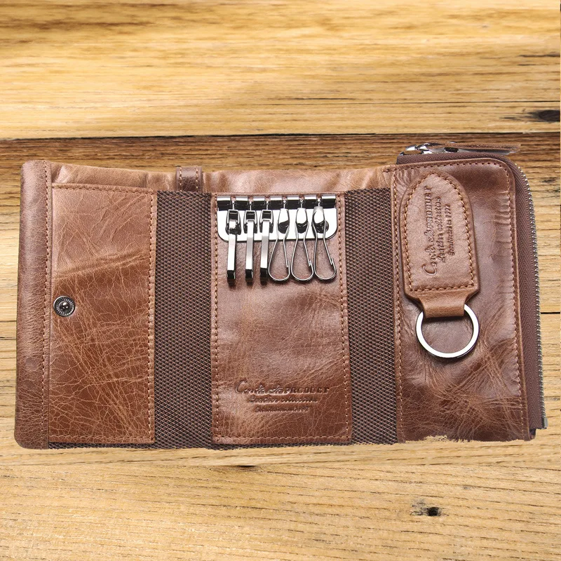 HTS-1013 Men's Wallet Leather Fashionable Key Bag Retro Large Capacity Multifunctional Coin Purse