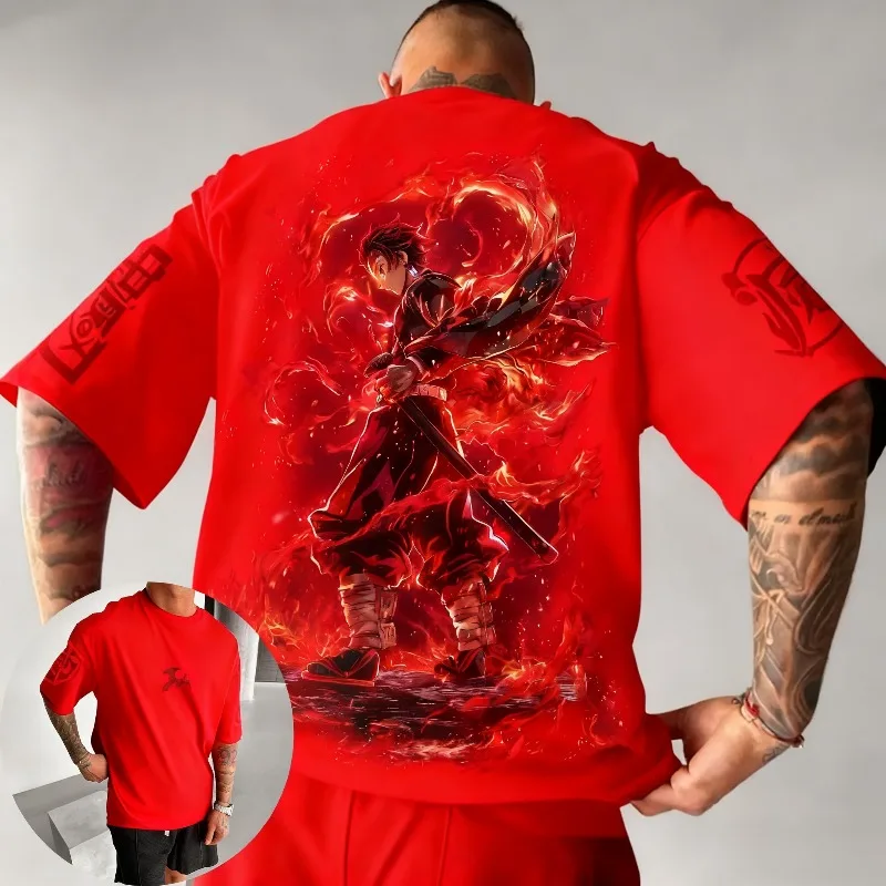 Demon Slayer Anime Co Branded Printed T-shirt Summer unisex Loose and Breathable cotton T-shirt Top