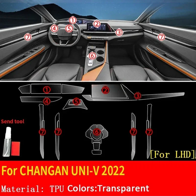 For CHANGAN UNI-V UNIV 2021-2023 Car Door Center Console Media Dashboard Navigation TPU Anti-scratch Protector Film Car Interior