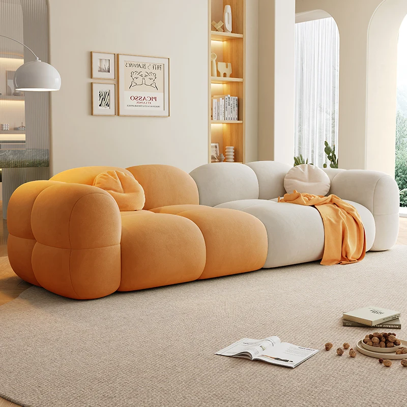 

Velvet Beige Living Room Couch European Cloud Green Designer Modern Lazy Sofa Puffs Double Luxury Divano Letto Home Furniture