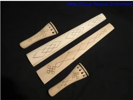 2sets different Baroque style nature maple 4/4 violin fingerboard Fretboard / tailpieces,carved design