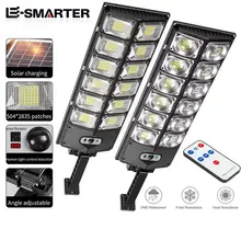 Super brilhante ao ar livre Solar luzes LED, impermeável lâmpada de parede, sensor de movimento, controle remoto, jardim, rua luz, 8000 Lm